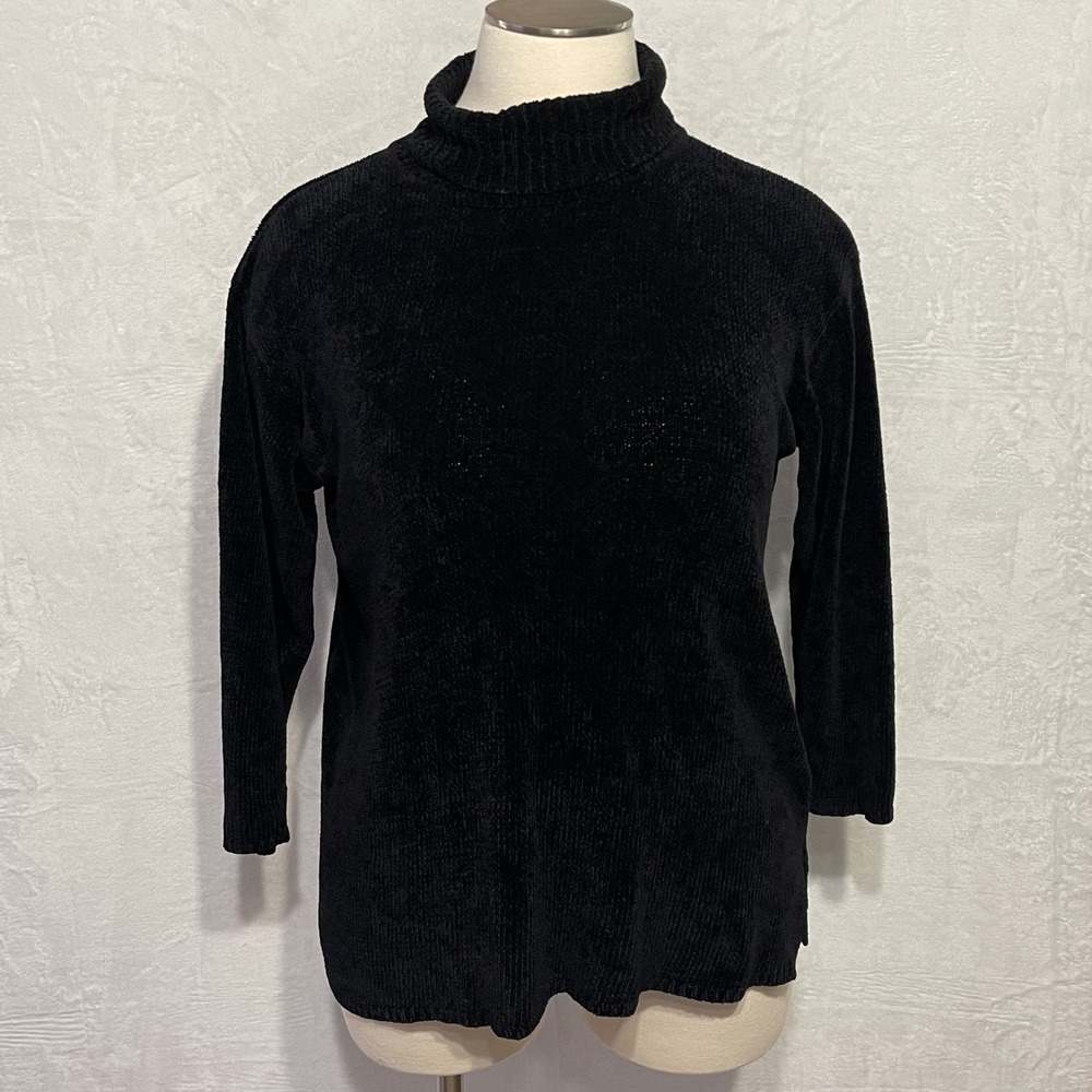 Jones New York Sport Black Velvet Turtleneck Top Plus Size 2X Winter Casual Fall